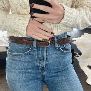 Brown tooled western belt